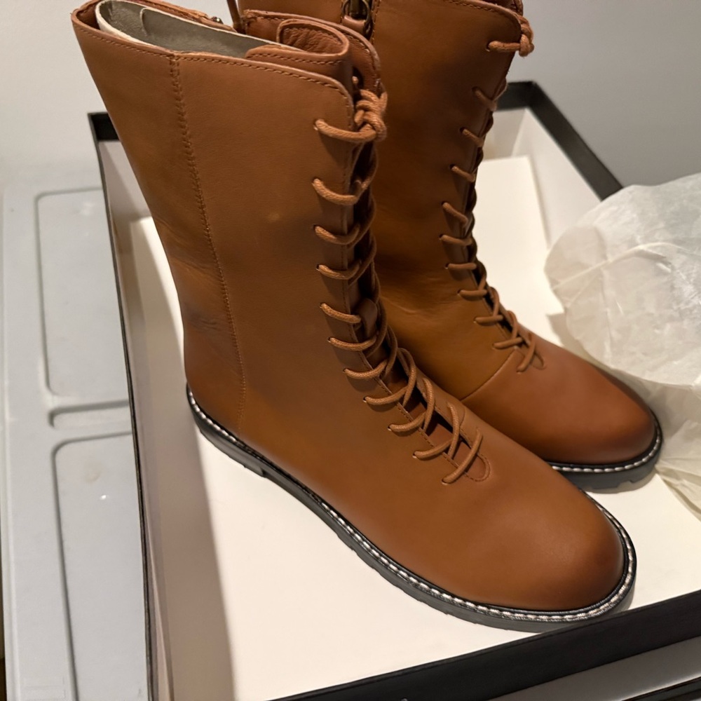 J. Crew Tan Lace-Up Boots for Women
